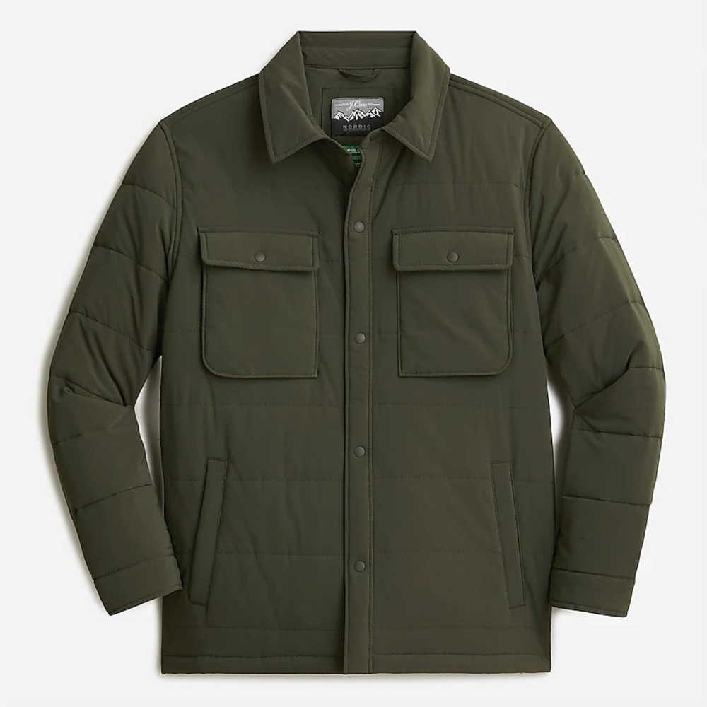 J.Crew Eco Nordic shirt-jacket with PrimaLoft in Mysterious Green (BB040 NWT)